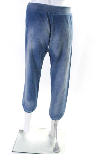 Monrow Womens Faded Blue Cotton Drawstring Cuff Ankle Jogger Pants Size S