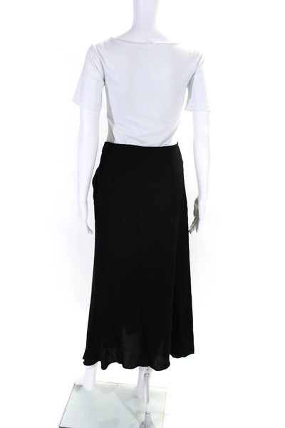 Theory Womens Solid Black Silk Drape Midi A-Line Skirt Size 0