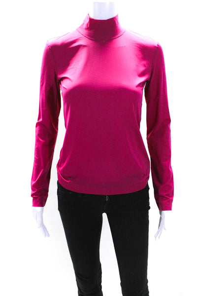 St. John Womens Basic Long Sleeve Mock Neck Top Pink Size P