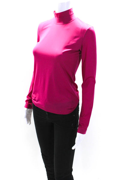 St. John Womens Basic Long Sleeve Mock Neck Top Pink Size P