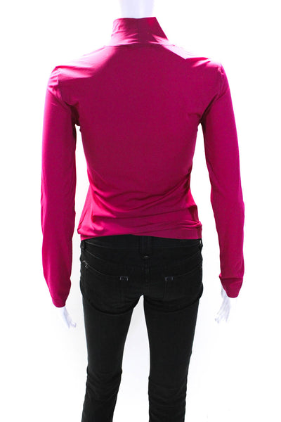 St. John Womens Basic Long Sleeve Mock Neck Top Pink Size P