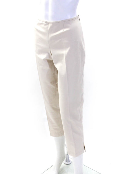 Escada Womens Cotton Side Zip Straight Leg Casual Pants Beige Size 38