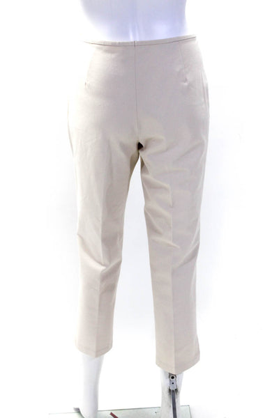 Escada Womens Cotton Side Zip Straight Leg Casual Pants Beige Size 38