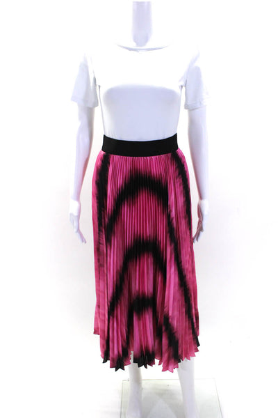 Alice + Olivia Womens Tie Dye Print Accordion Pleat A Line Dress Pink Black Size