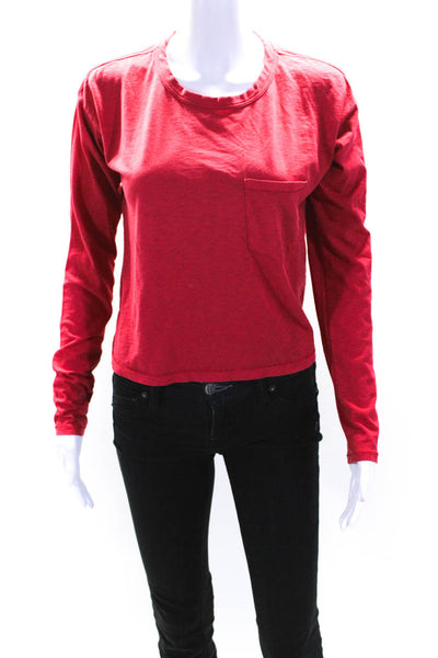 Rag & Bone Womens Long Sleeves Pullover Tee Shirt Red Cotton Size Extra Small