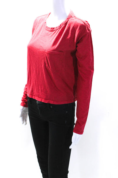 Rag & Bone Womens Long Sleeves Pullover Tee Shirt Red Cotton Size Extra Small