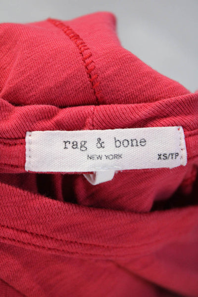 Rag & Bone Womens Long Sleeves Pullover Tee Shirt Red Cotton Size Extra Small