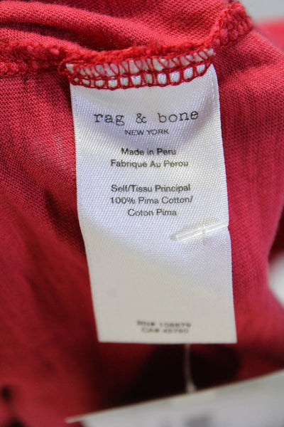 Rag & Bone Womens Long Sleeves Pullover Tee Shirt Red Cotton Size Extra Small