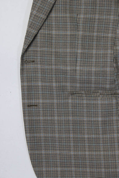 Brooks Brothers Mens Collared Long Sleeves Lined Two Button Plaid Jacket Size 42