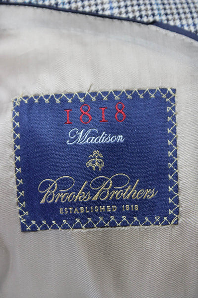 Brooks Brothers Mens Collared Long Sleeves Lined Two Button Plaid Jacket Size 42