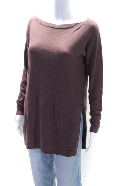 Peruvian Connection Womens Cotton Long Sleeve Boat Neck Knit Blouse Mauve Size S