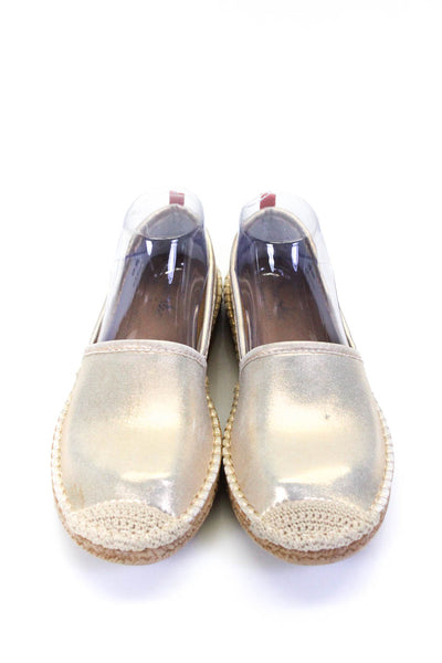 Sea Star Womens Metallic Slip On Espadrille Flats Gold Size 9