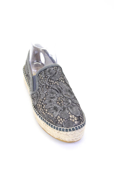 Toni Pons Womens Slip On Platform Lace Espadrille Flats Gray Size 9