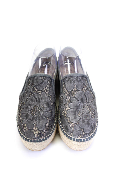 Toni Pons Womens Slip On Platform Lace Espadrille Flats Gray Size 9