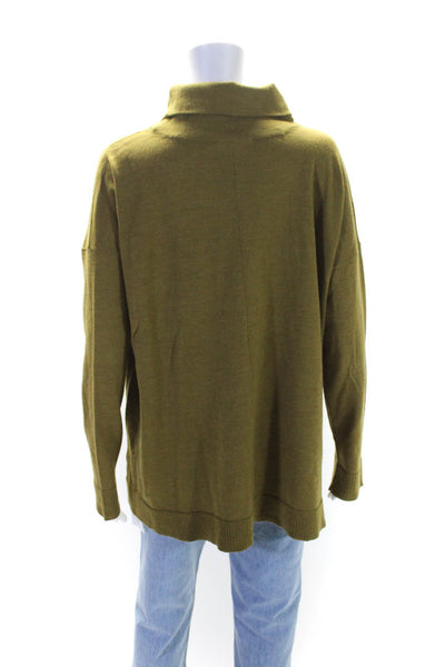 Eileen Fisher Womens Oversized Turtleneck Sweater Green Wool Size Extra Large