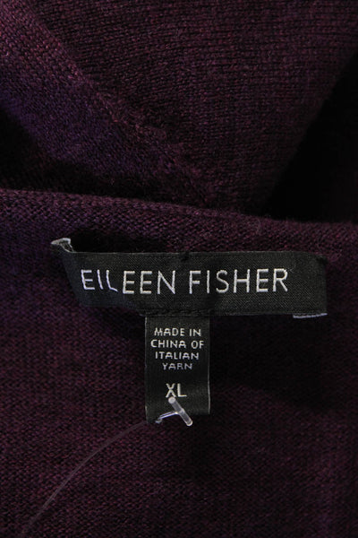 Eileen Fisher Womens Scoop Neck Long Sweatshirt Purple Wool Size Extra Large