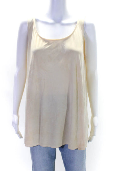 Eileen Fisher Womens Scoop Neck Silk Boxy Tank Top Beige Size Extra Large