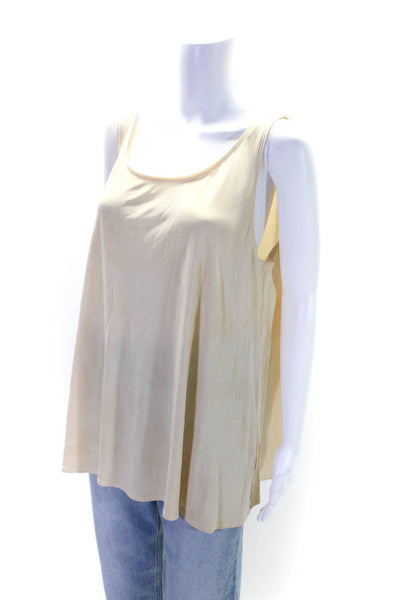 Eileen Fisher Womens Scoop Neck Silk Boxy Tank Top Beige Size Extra Large