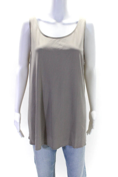 Eileen Fisher Womens Scoop Neck Silk Boxy Tank Top Gray Size Extra Large