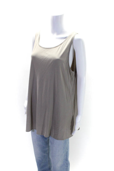 Eileen Fisher Womens Scoop Neck Silk Boxy Tank Top Gray Size Extra Large