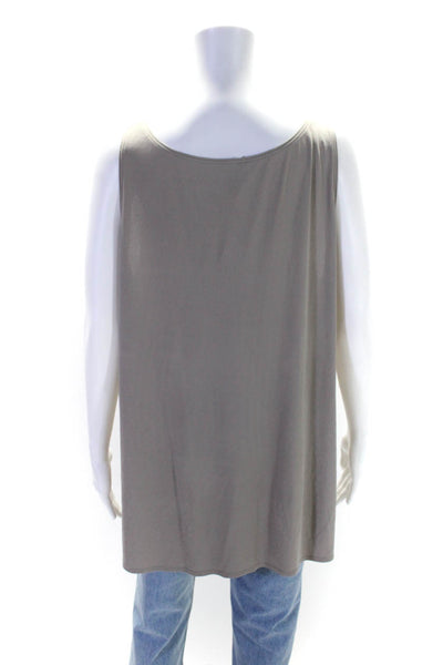 Eileen Fisher Womens Scoop Neck Silk Boxy Tank Top Gray Size Extra Large