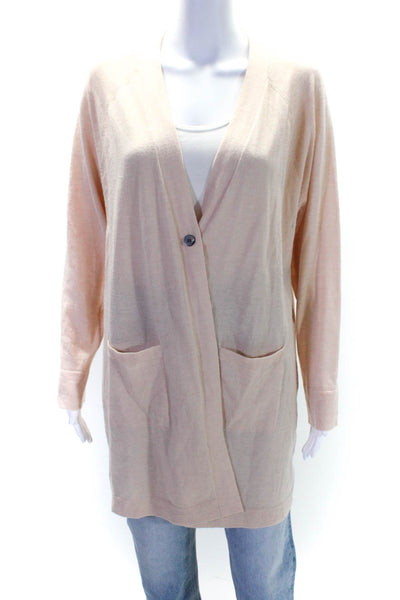 Eileen Fisher Womens Open Front Merino Wool Cardigan Sweater Beige Size XL