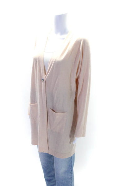 Eileen Fisher Womens Open Front Merino Wool Cardigan Sweater Beige Size XL