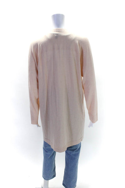 Eileen Fisher Womens Open Front Merino Wool Cardigan Sweater Beige Size XL