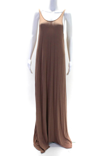 T Alexander Wang Womens Sleeveless Scoop Neck Maxi Dress Brown Size Medium