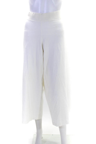 Eileen Fisher Womens Elastic Waistband Knit Wide Leg Pants White Extra Large