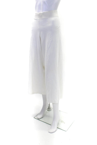 Eileen Fisher Womens Elastic Waistband Knit Wide Leg Pants White Extra Large