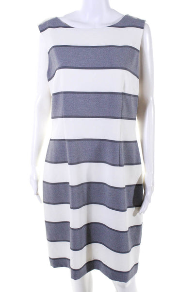 Cremieux Women's Round Neck Sleeveless A-Line Mini Dress Gray Stripe Size 12