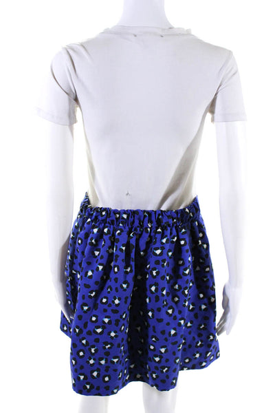 Kate Spade New York Womens Cotton Leopard Print Pleated Short Skirt Blue Size 10