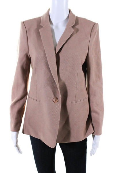 BCBGMAXAZRIA Womens Mauve One Button Faux Pockets Long Sleeve Blazer Size M