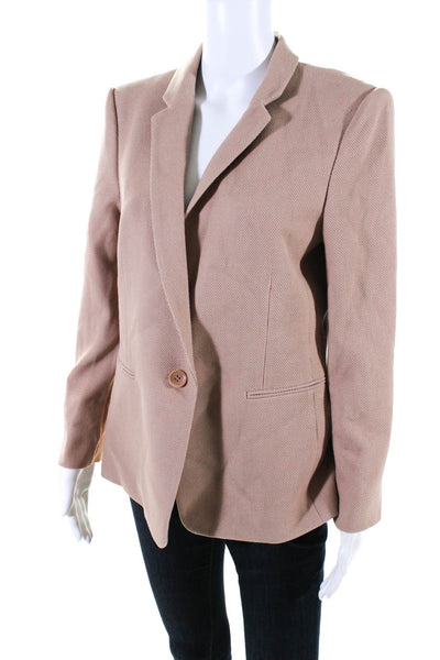 BCBGMAXAZRIA Womens Mauve One Button Faux Pockets Long Sleeve Blazer Size M