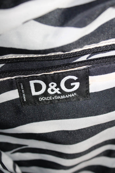 D&G Dolce & Gabbana Womens Single Strap Zip Top Shoulder Handbag Black Suede