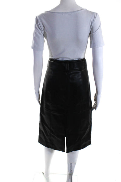 Club Monaco Womens Black Vegan Leather Belt Midi Pencil Skirt Size 10