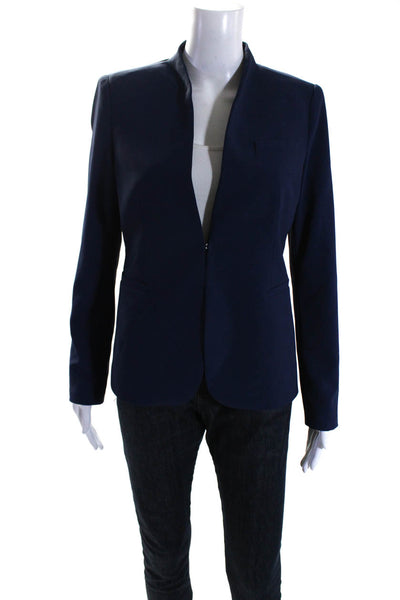 Brooks Brothers Womens Solid Navy Blue One Button Long Sleeve Blazer Size 4