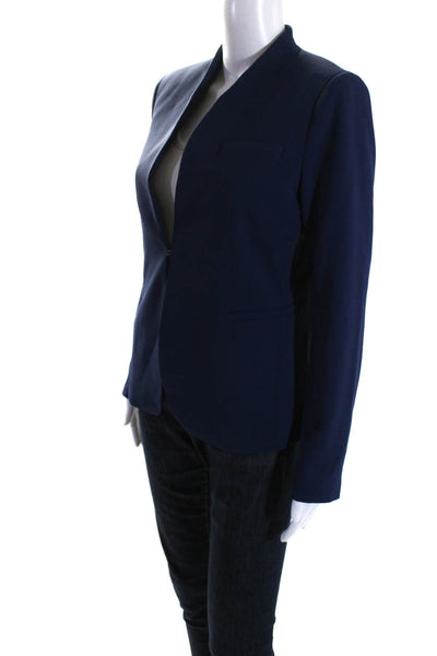 Brooks Brothers Womens Solid Navy Blue One Button Long Sleeve Blazer Size 4