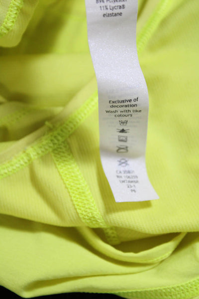 Lululemon Womens Neon Yellow Drawstring Lined Running Active Shorts Size 14