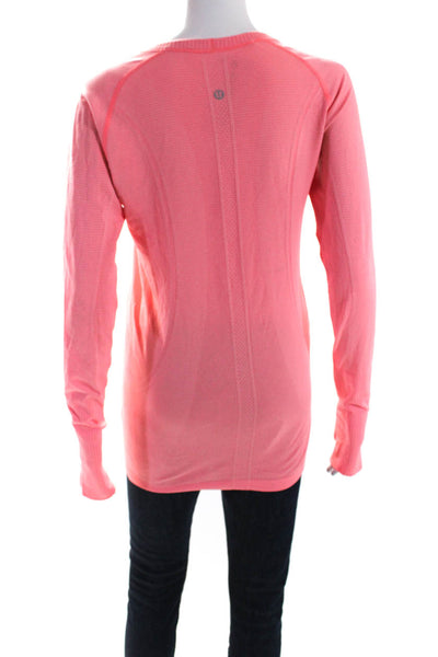 Lululemon Womens Orange Scoop Neck Long Sleeve Active Top Size 8