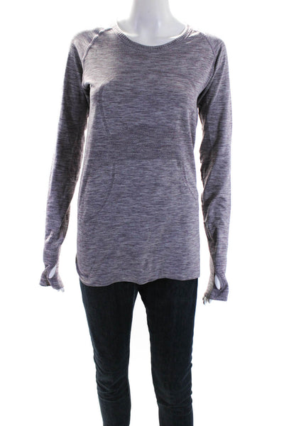 Lululemon Womens Purple Crew Neck Thumbhole Long Sleeve Active Top Size 8