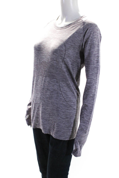 Lululemon Womens Purple Crew Neck Thumbhole Long Sleeve Active Top Size 8