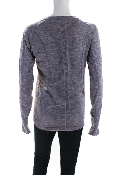 Lululemon Womens Purple Crew Neck Thumbhole Long Sleeve Active Top Size 8