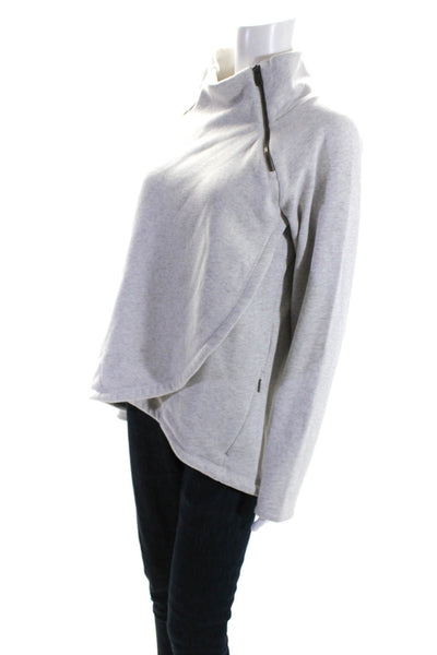 Athleta Womens Cotton Mock Neck Zip Long Sleeve Crossed Sweatshirt Gray Size M