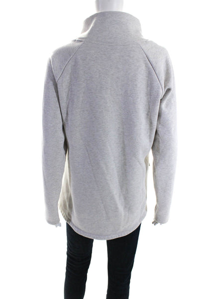 Athleta Womens Cotton Mock Neck Zip Long Sleeve Crossed Sweatshirt Gray Size M