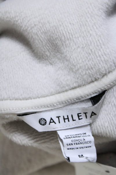 Athleta Womens Cotton Mock Neck Zip Long Sleeve Crossed Sweatshirt Gray Size M