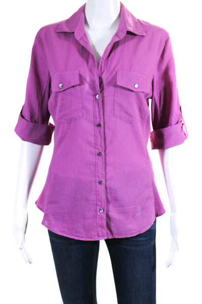 Standard James Perse Womens Long Sleeves Button Down Shirt Pink Cotton Size 3