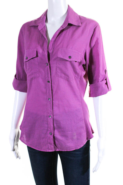 Standard James Perse Womens Long Sleeves Button Down Shirt Pink Cotton Size 3