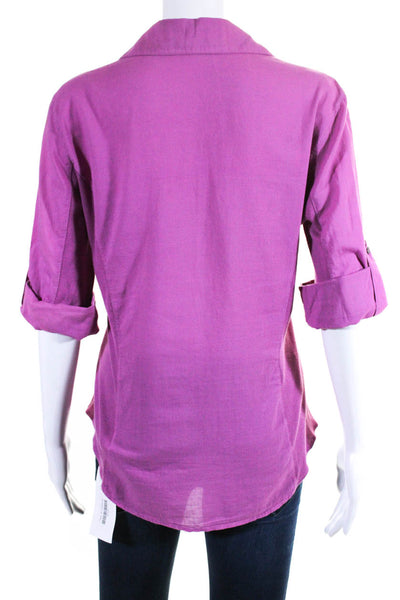 Standard James Perse Womens Long Sleeves Button Down Shirt Pink Cotton Size 3